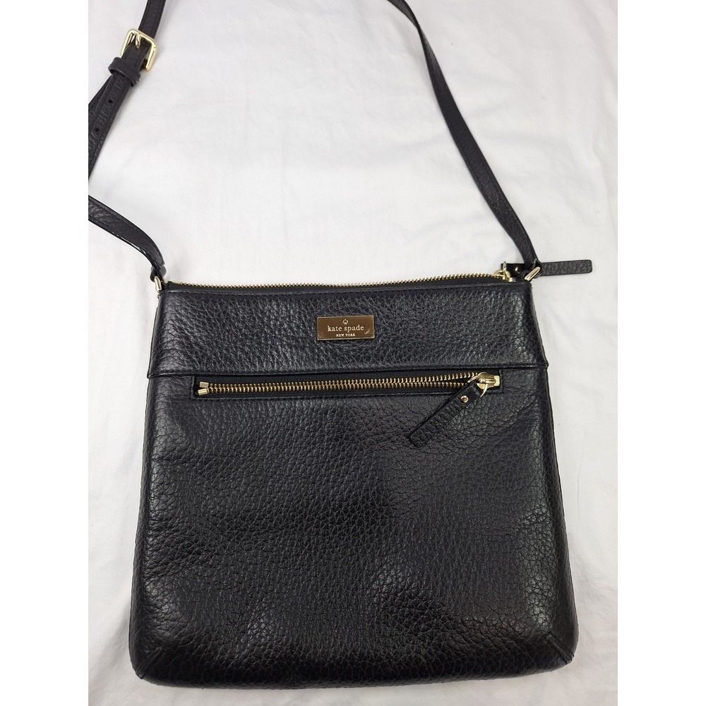 Kate Spade New York Black Pebbled Leather Crossbody Bag Gold Hardware PXRU4669
